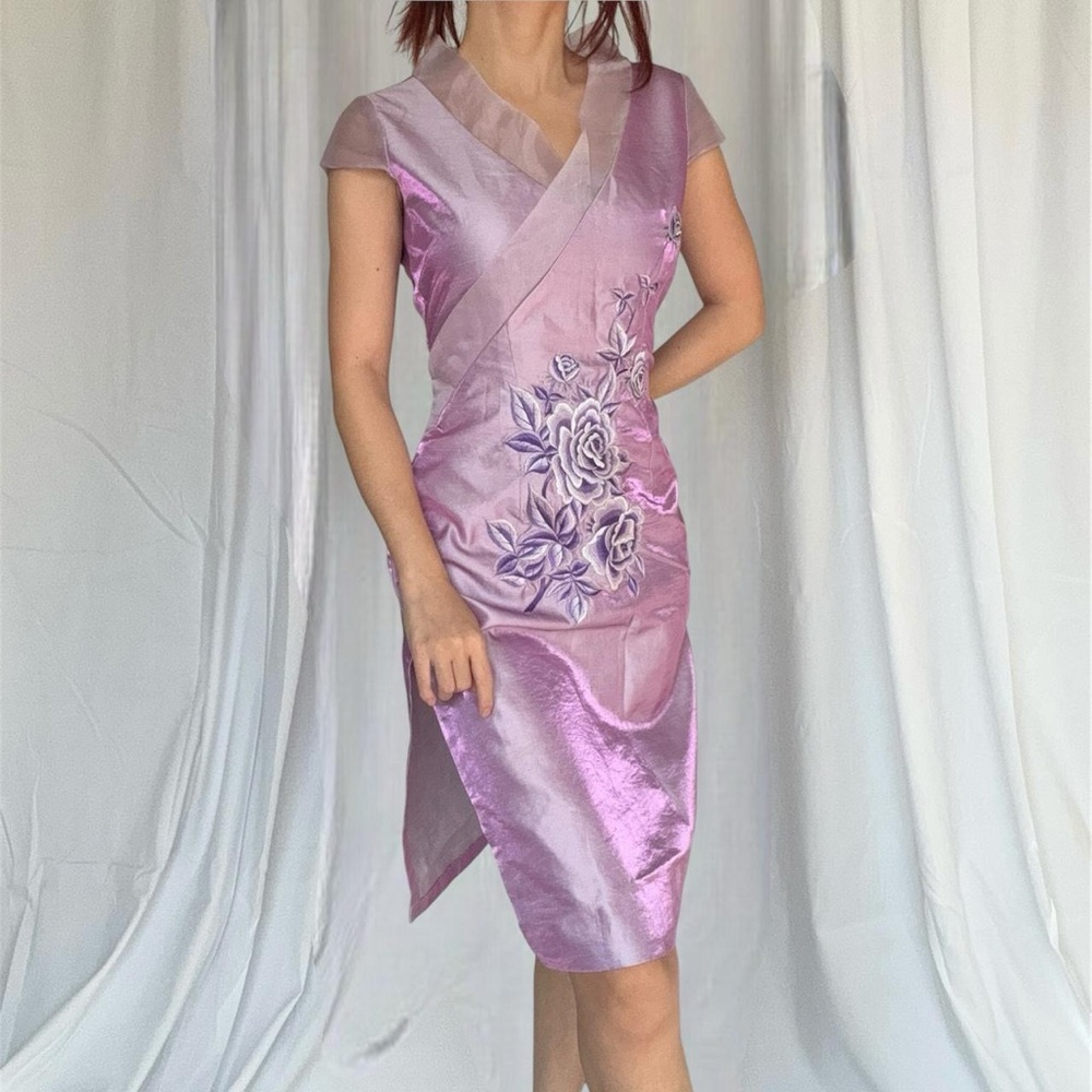 Elegant Purple Floral Women's Dress